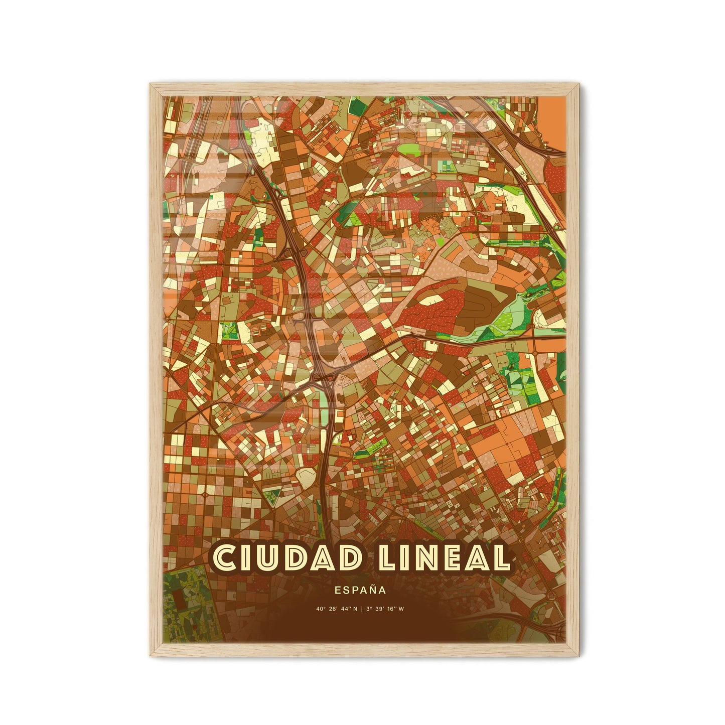 Colorful CIUDAD LINEAL SPAIN Fine Art Map Farmhouse