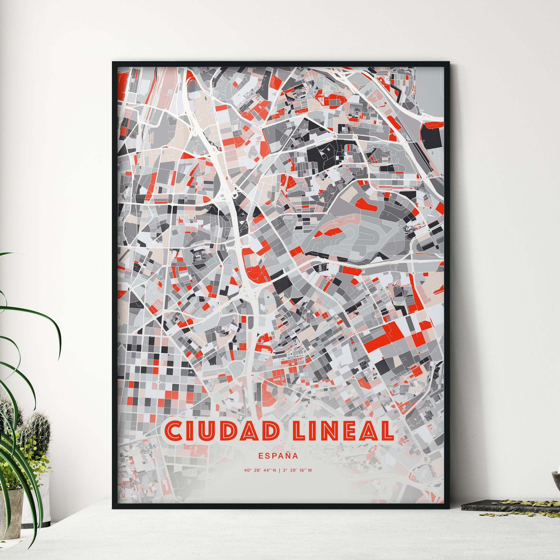 Colorful CIUDAD LINEAL SPAIN Fine Art Map Modern