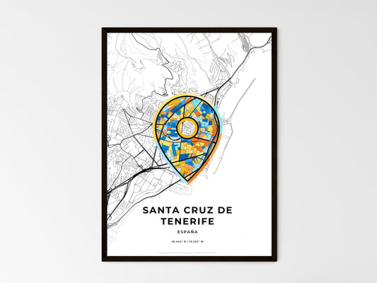 Santa Cruz De Tenerife Spain wedding art map with pointer icon