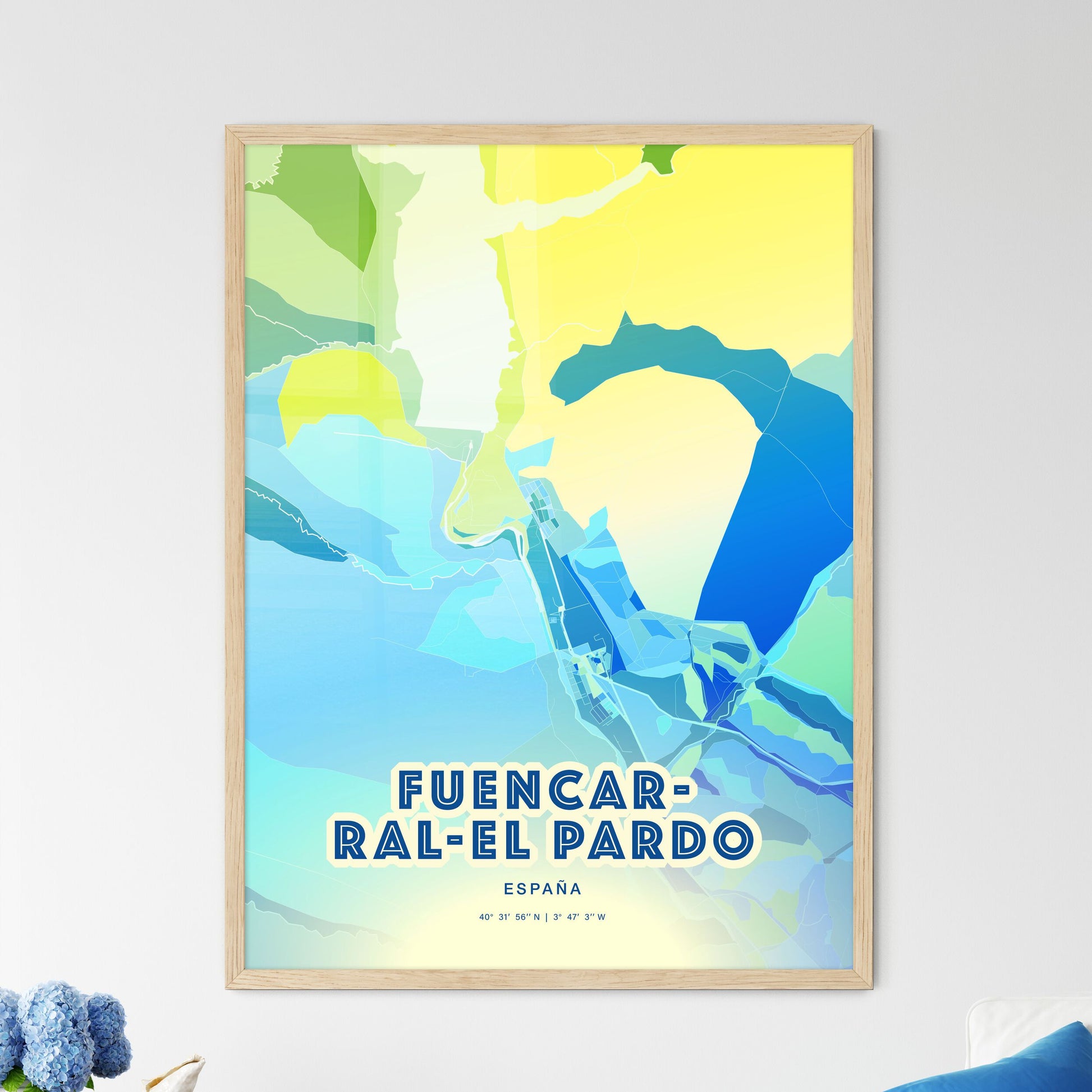 Colorful FUENCARRAL-EL PARDO SPAIN Fine Art Map Cool Blue