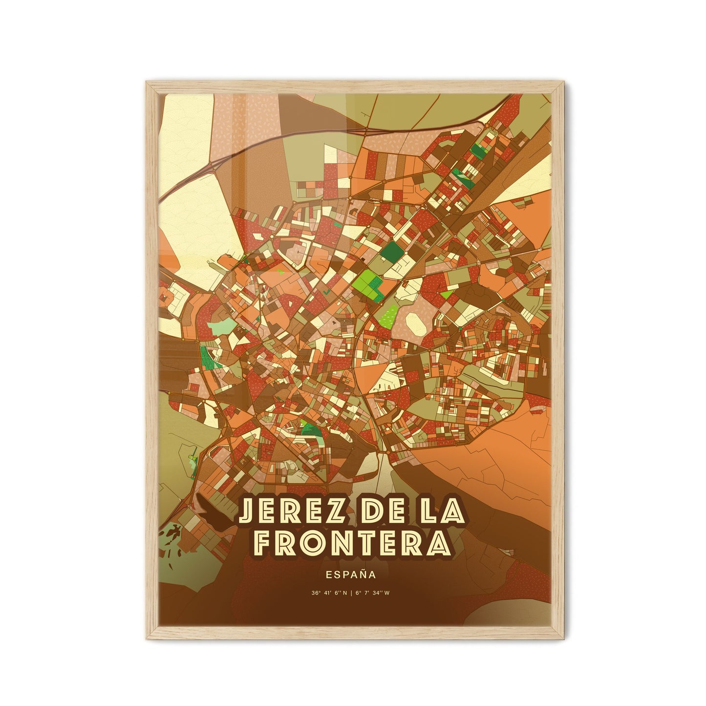 Colorful JEREZ DE LA FRONTERA SPAIN Fine Art Map Farmhouse