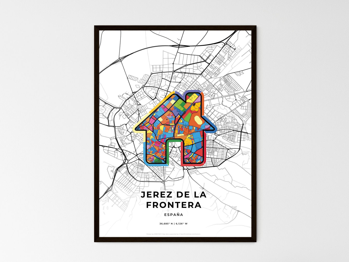 Jerez De La Frontera Spain wedding art map with home icon