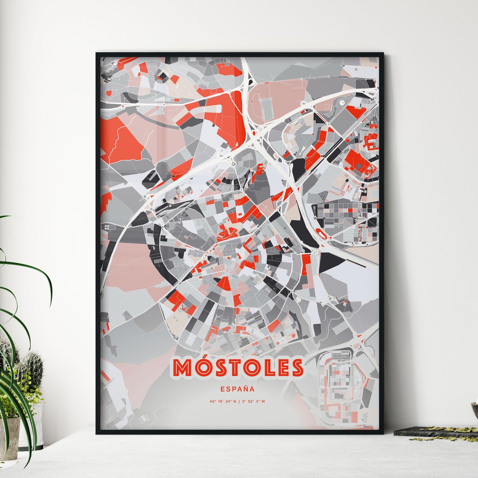 Colorful MÓSTOLES SPAIN Fine Art Map Modern