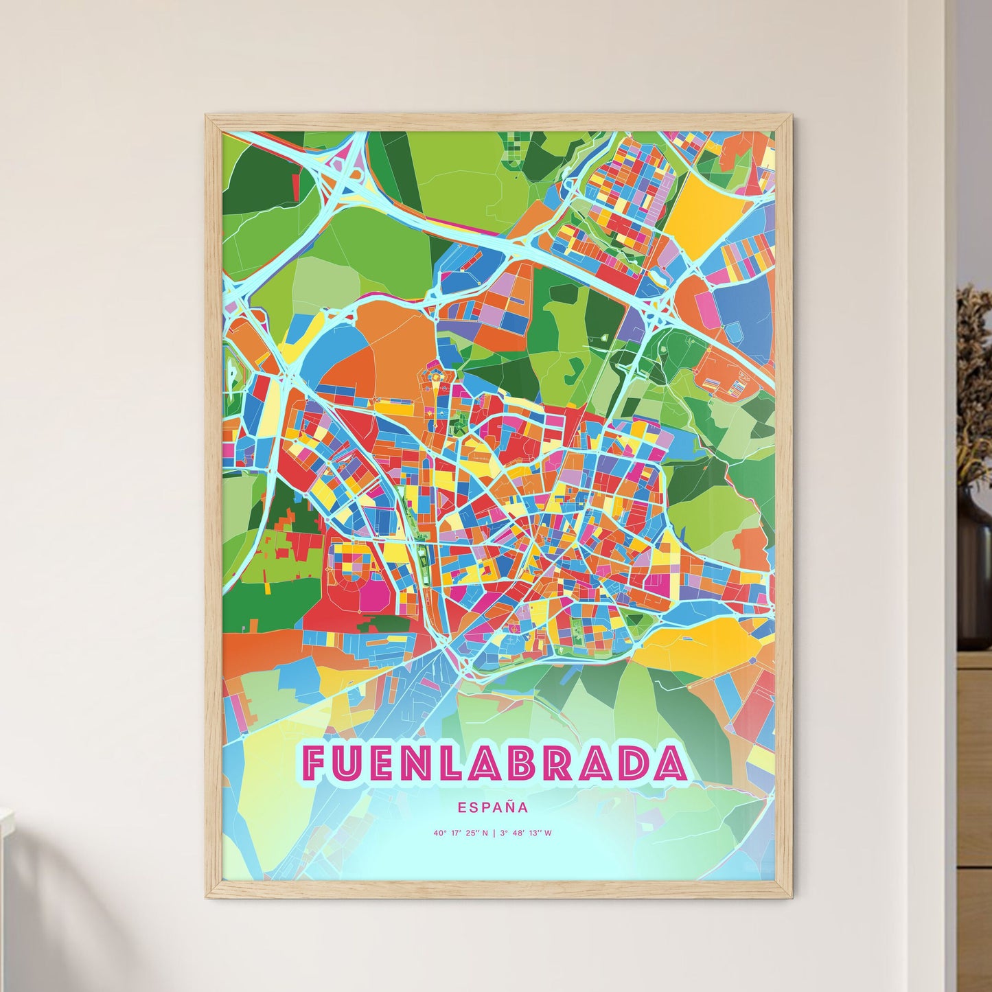 Colorful FUENLABRADA SPAIN Fine Art Map Crazy Colors