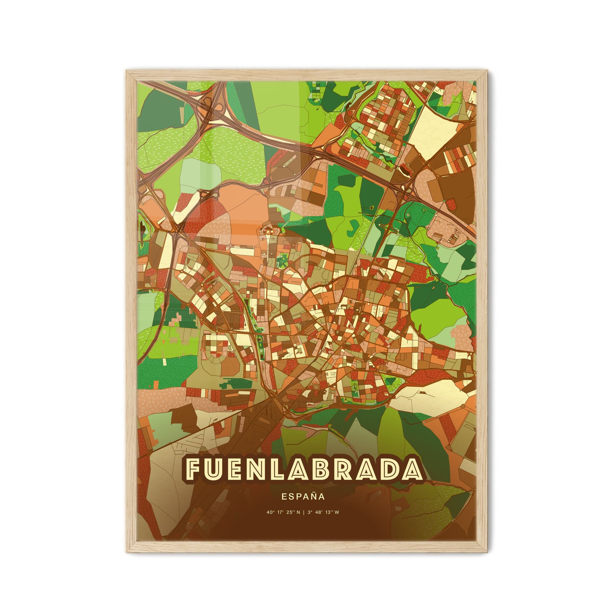 Colorful FUENLABRADA SPAIN Fine Art Map Farmhouse