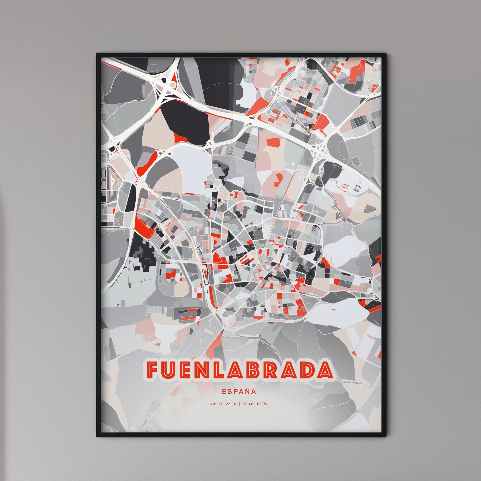 Colorful FUENLABRADA SPAIN Fine Art Map Modern