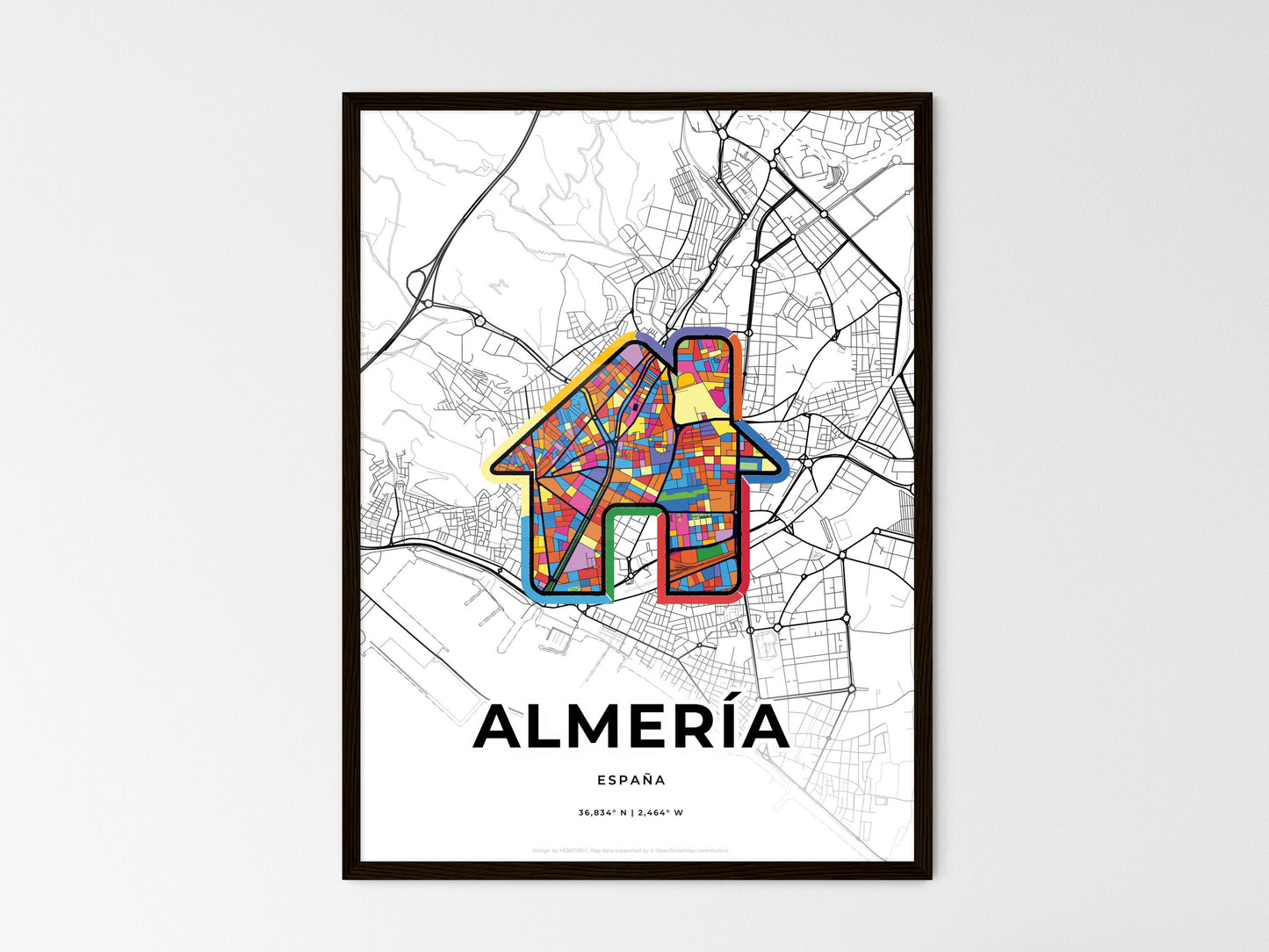 Almería Spain wedding art map with home icon