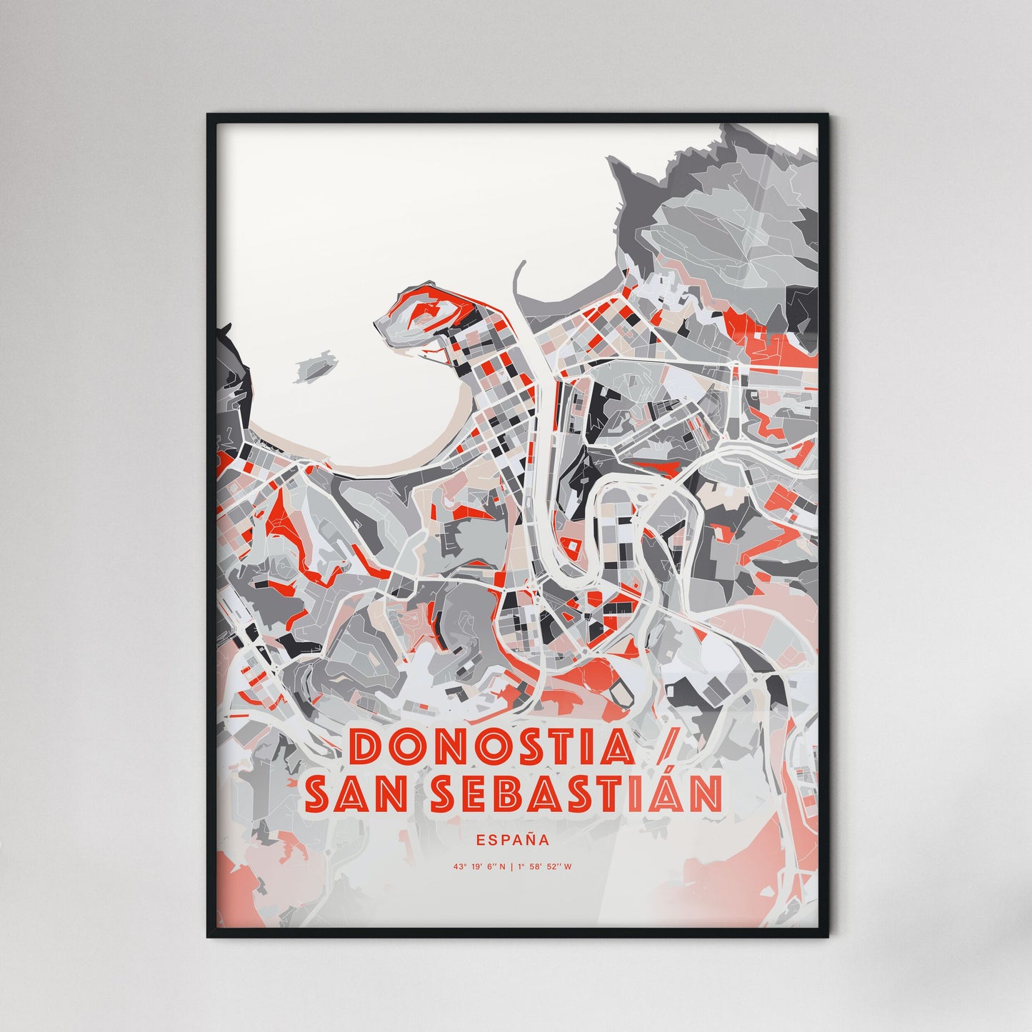 Colorful DONOSTIA / SAN SEBASTIÁN SPAIN Fine Art Map Modern