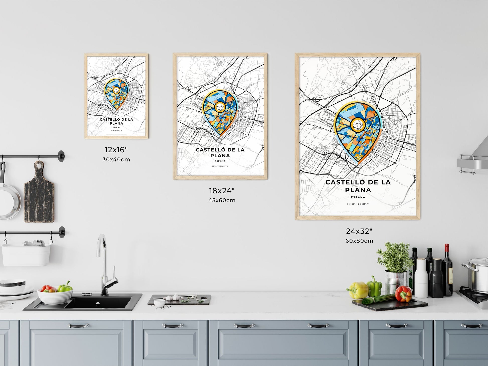 Castelló De La Plana Spain art map size chart