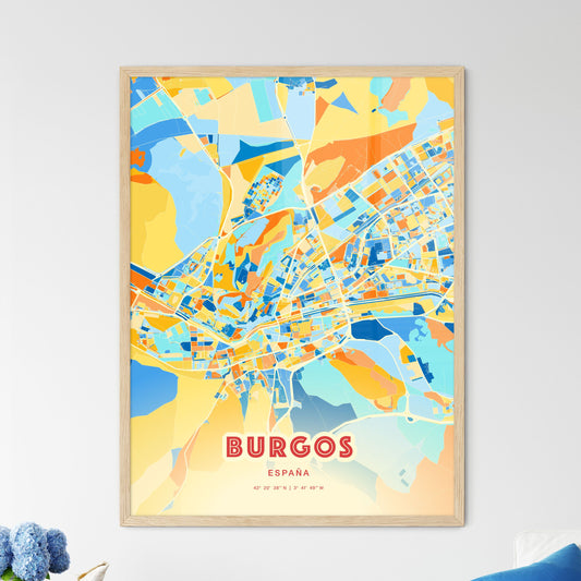 Colorful BURGOS SPAIN Fine Art Map Blue Orange