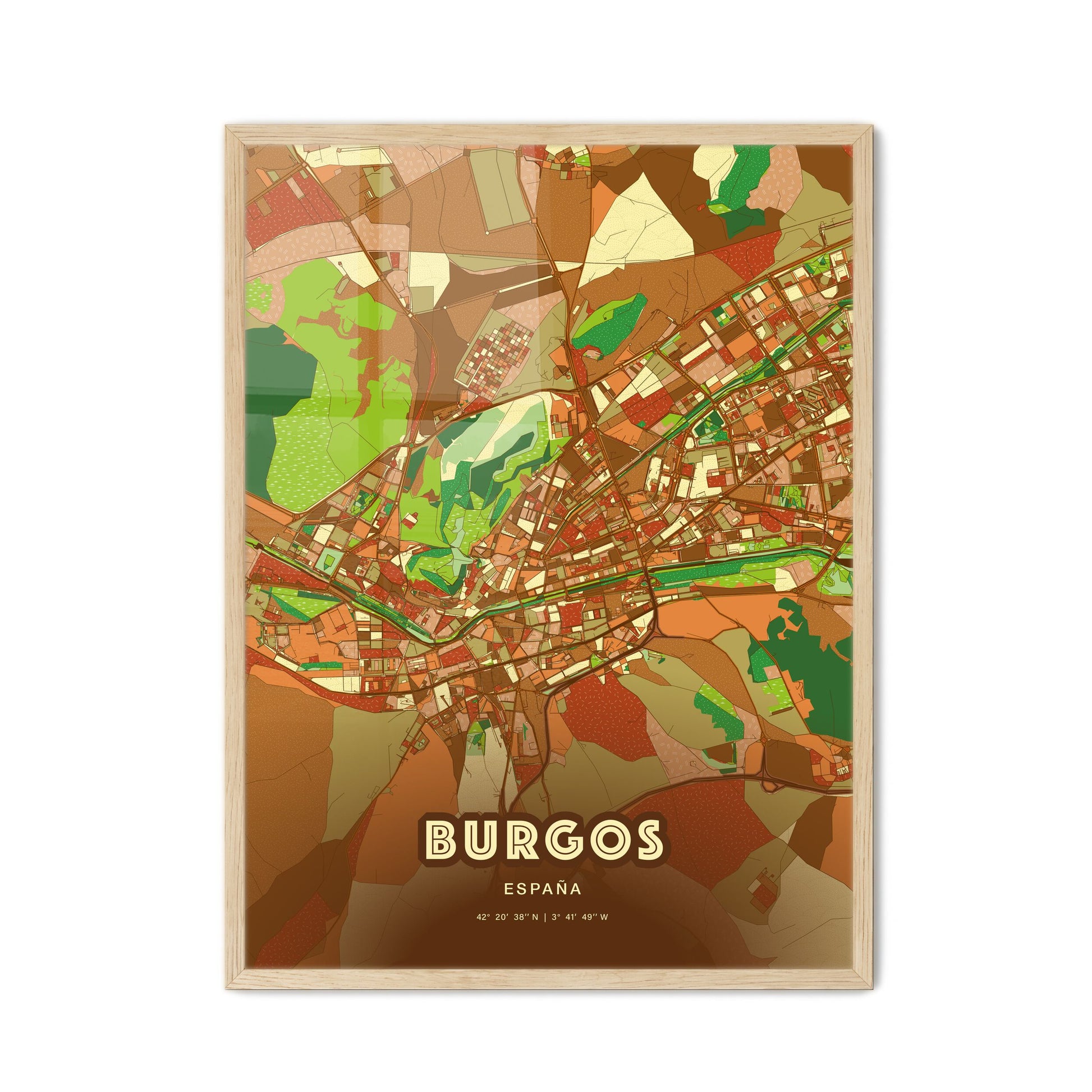 Colorful BURGOS SPAIN Fine Art Map Farmhouse