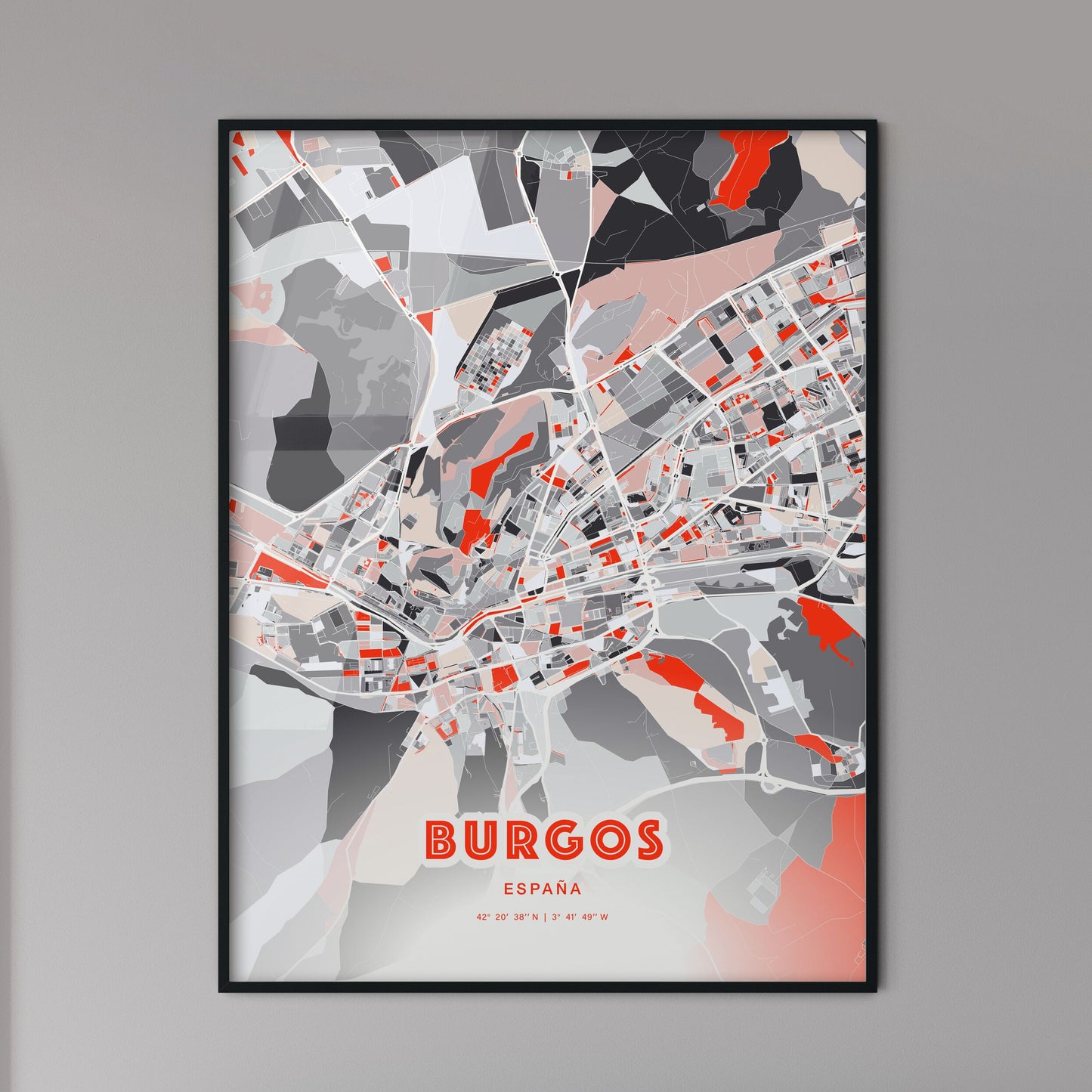 Colorful BURGOS SPAIN Fine Art Map Modern