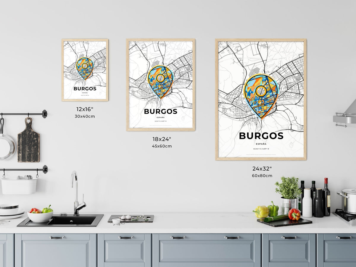 Burgos Spain art map size chart