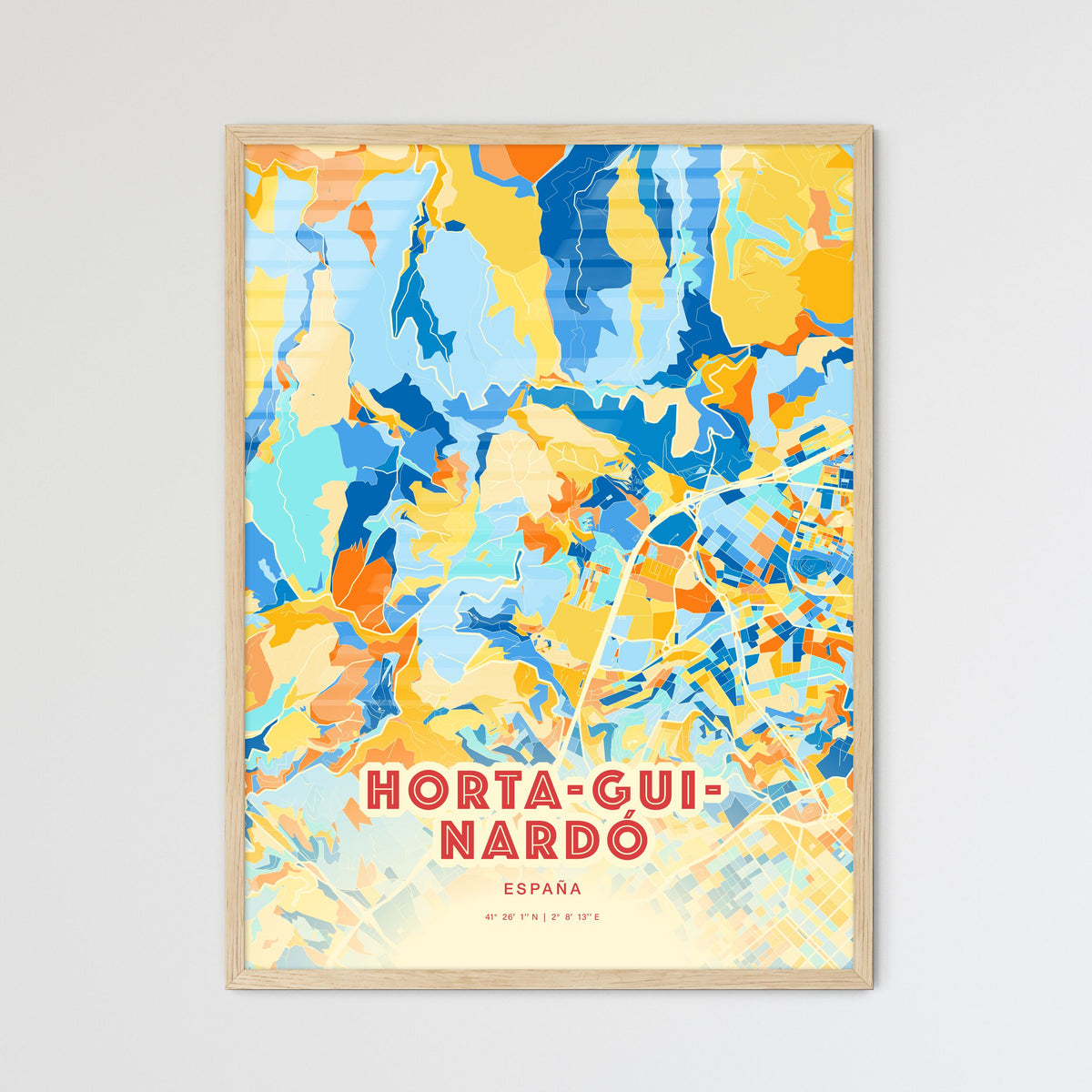 Colorful HORTA-GUINARDÓ SPAIN Fine Art Map Blue Orange