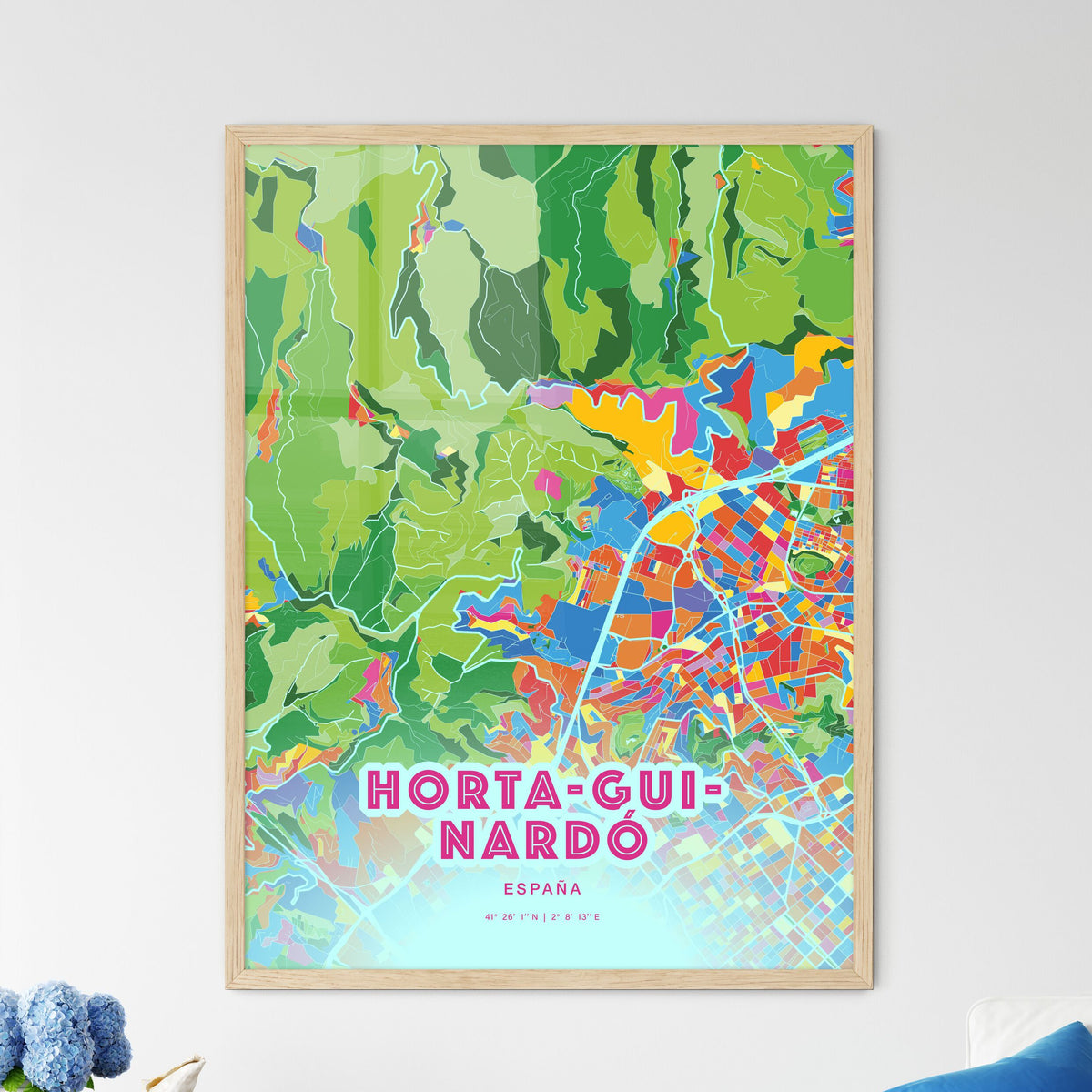 Colorful HORTA-GUINARDÓ SPAIN Fine Art Map Crazy Colors