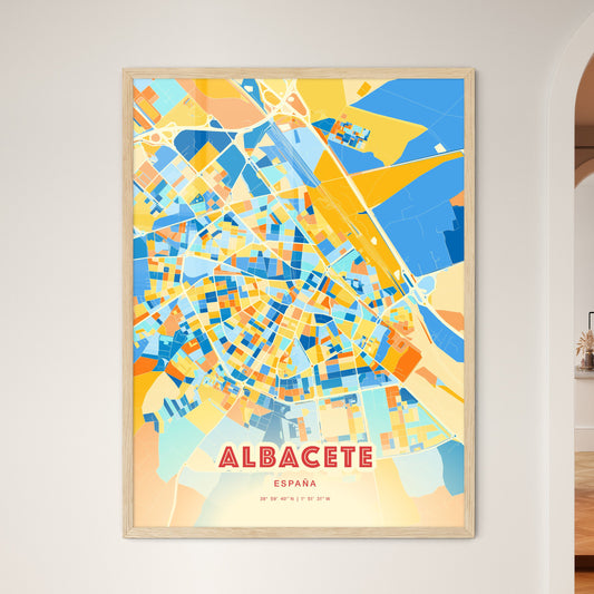 Colorful Albacete Spain Fine Art Map Blue Orange