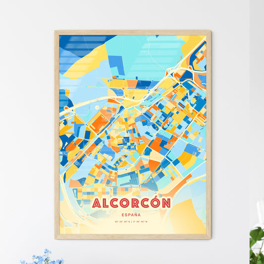 Colorful ALCORCÓN SPAIN Fine Art Map Blue Orange