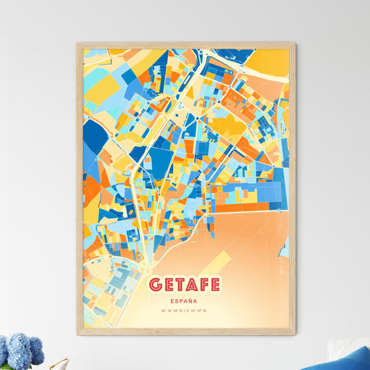 Colorful GETAFE SPAIN Fine Art Map Blue Orange