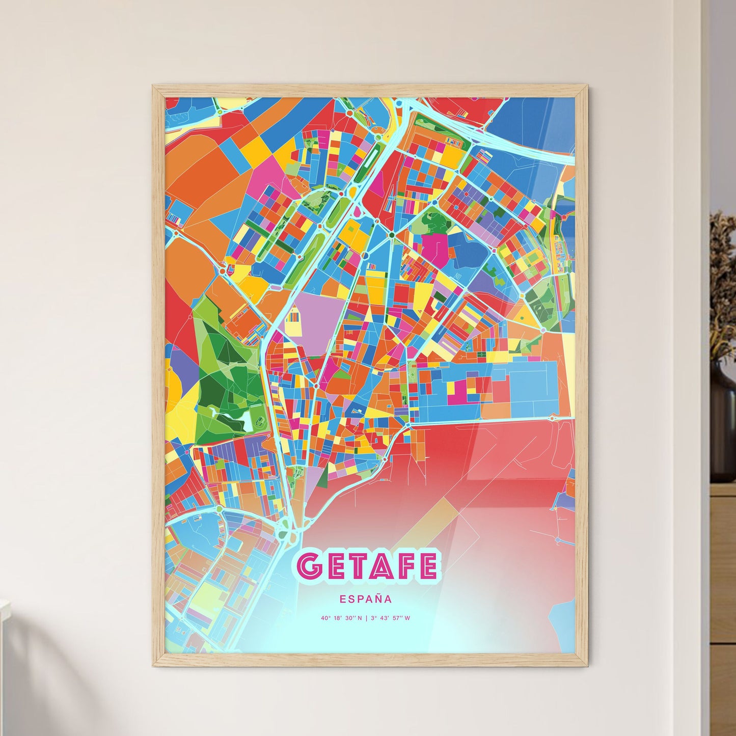 Colorful GETAFE SPAIN Fine Art Map Crazy Colors