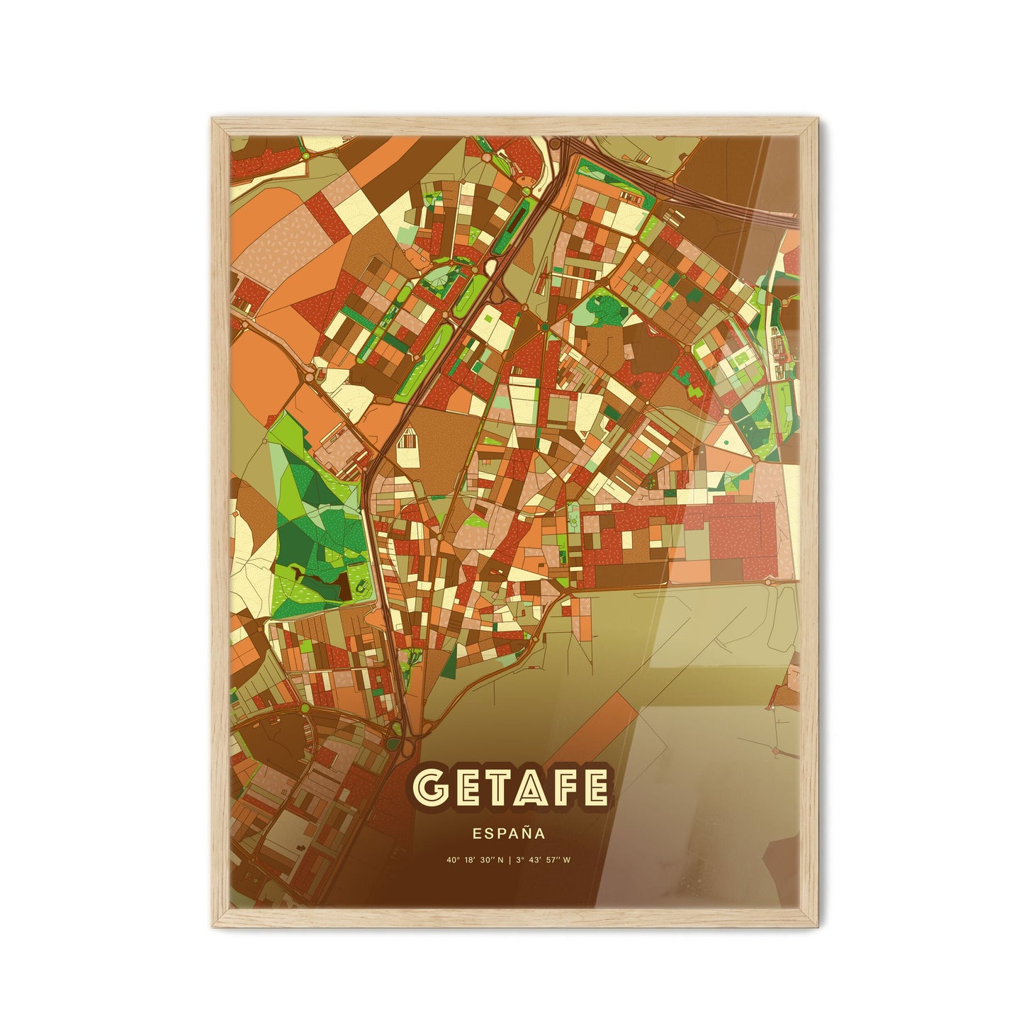 Colorful GETAFE SPAIN Fine Art Map Farmhouse