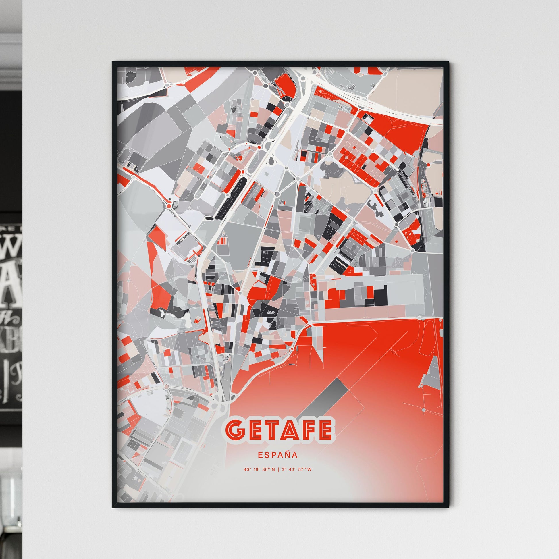 Colorful GETAFE SPAIN Fine Art Map Modern