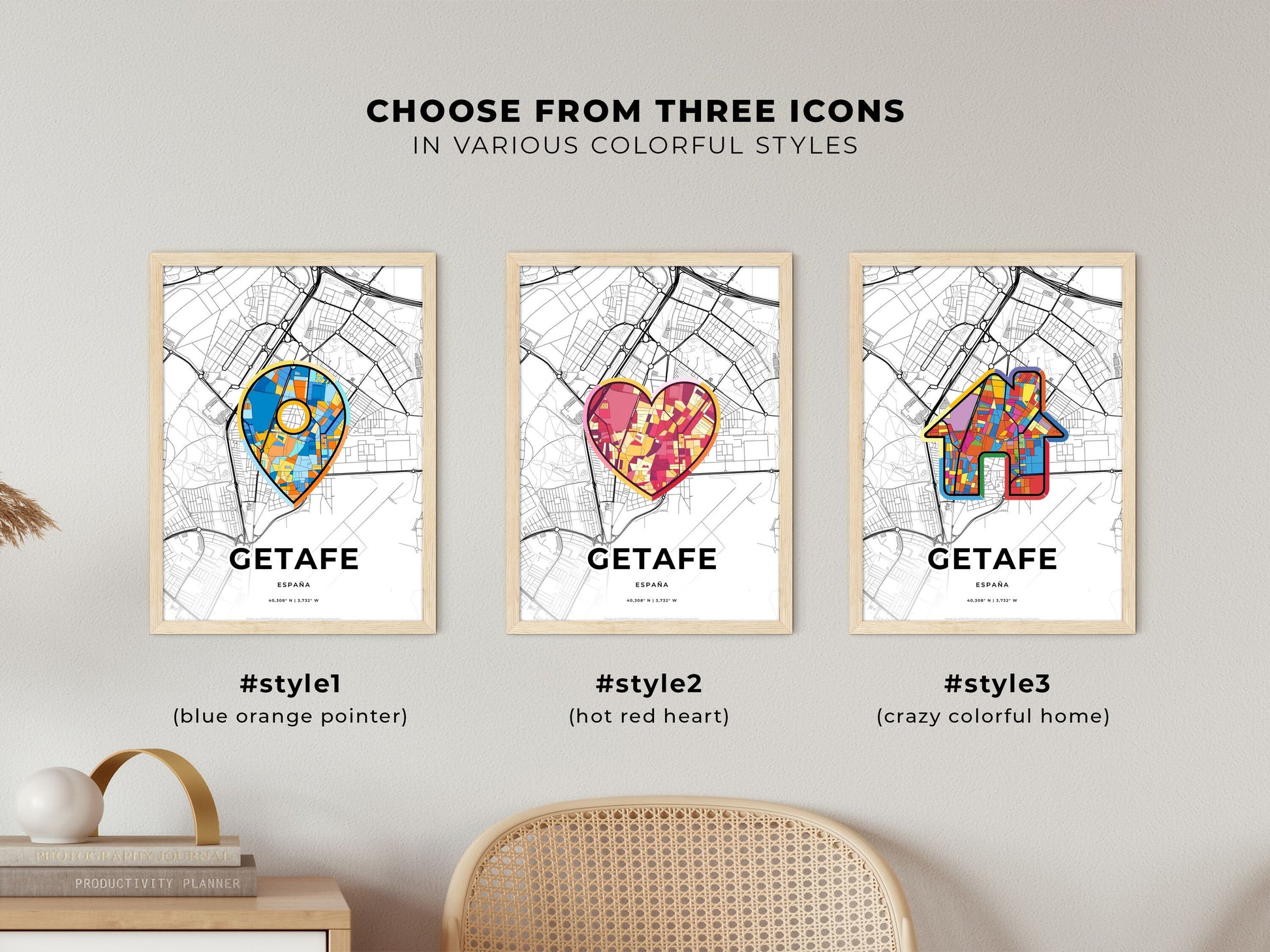 Getafe Spain maps with colorful icons