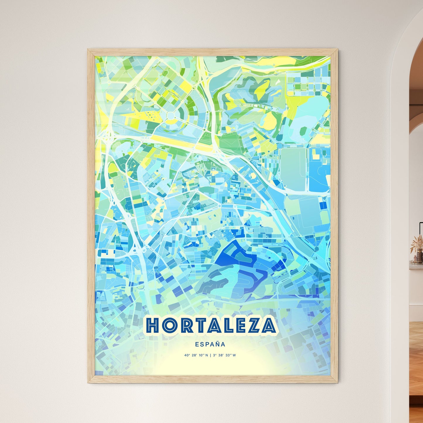 Colorful HORTALEZA SPAIN Fine Art Map Cool Blue