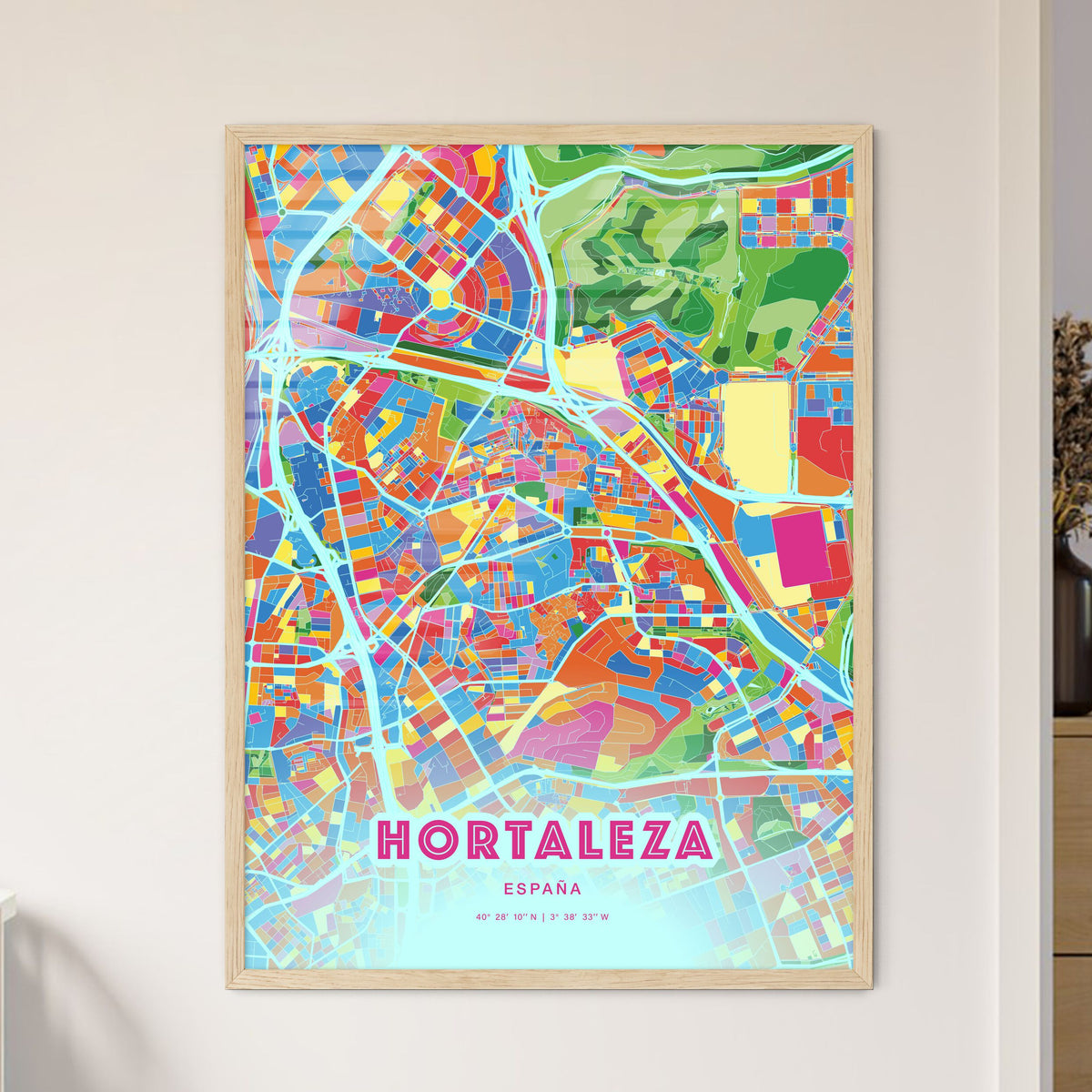 Colorful HORTALEZA SPAIN Fine Art Map Crazy Colors