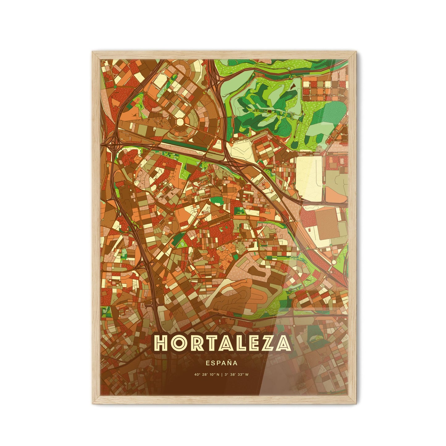 Colorful HORTALEZA SPAIN Fine Art Map Farmhouse