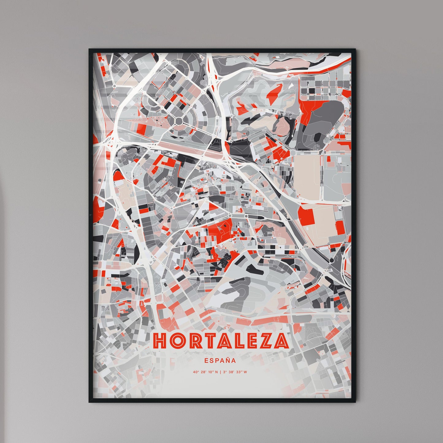 Colorful HORTALEZA SPAIN Fine Art Map Modern