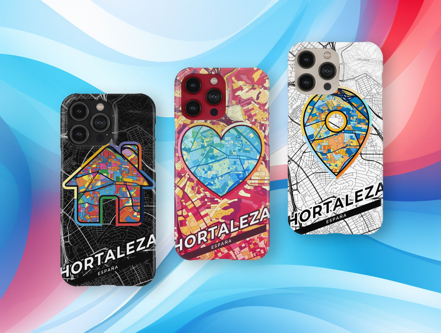 Hortaleza Spain slim phone case with colorful icon. Birthday, wedding or housewarming gift. Couple match cases.