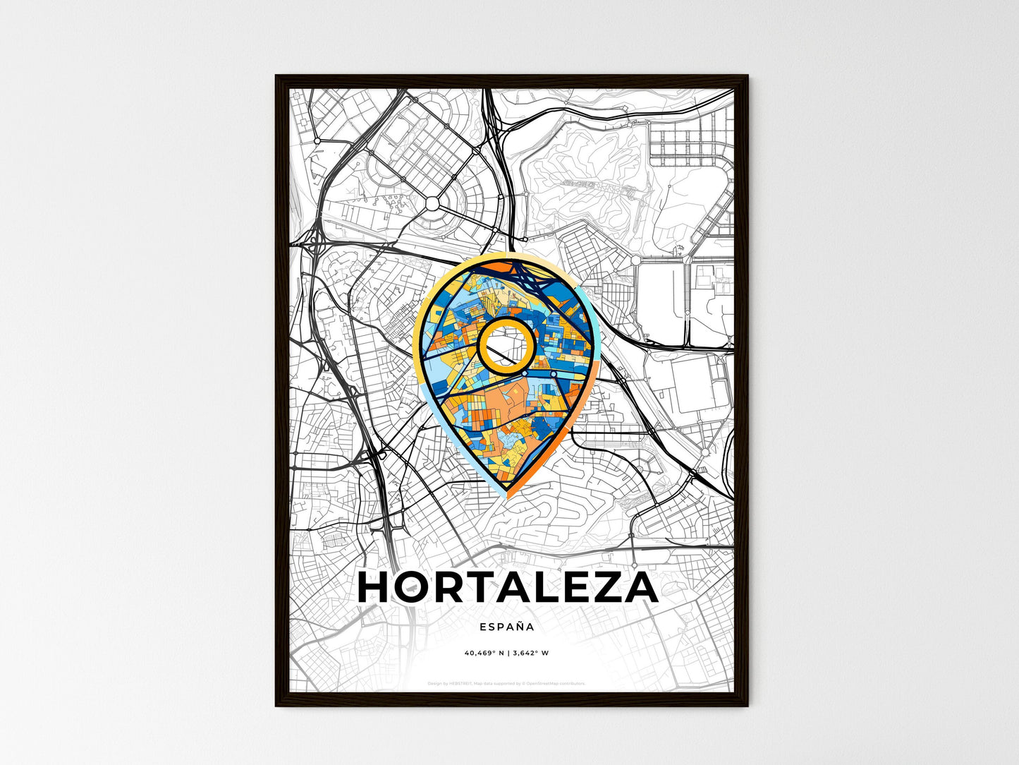 Hortaleza Spain wedding art map with pointer icon