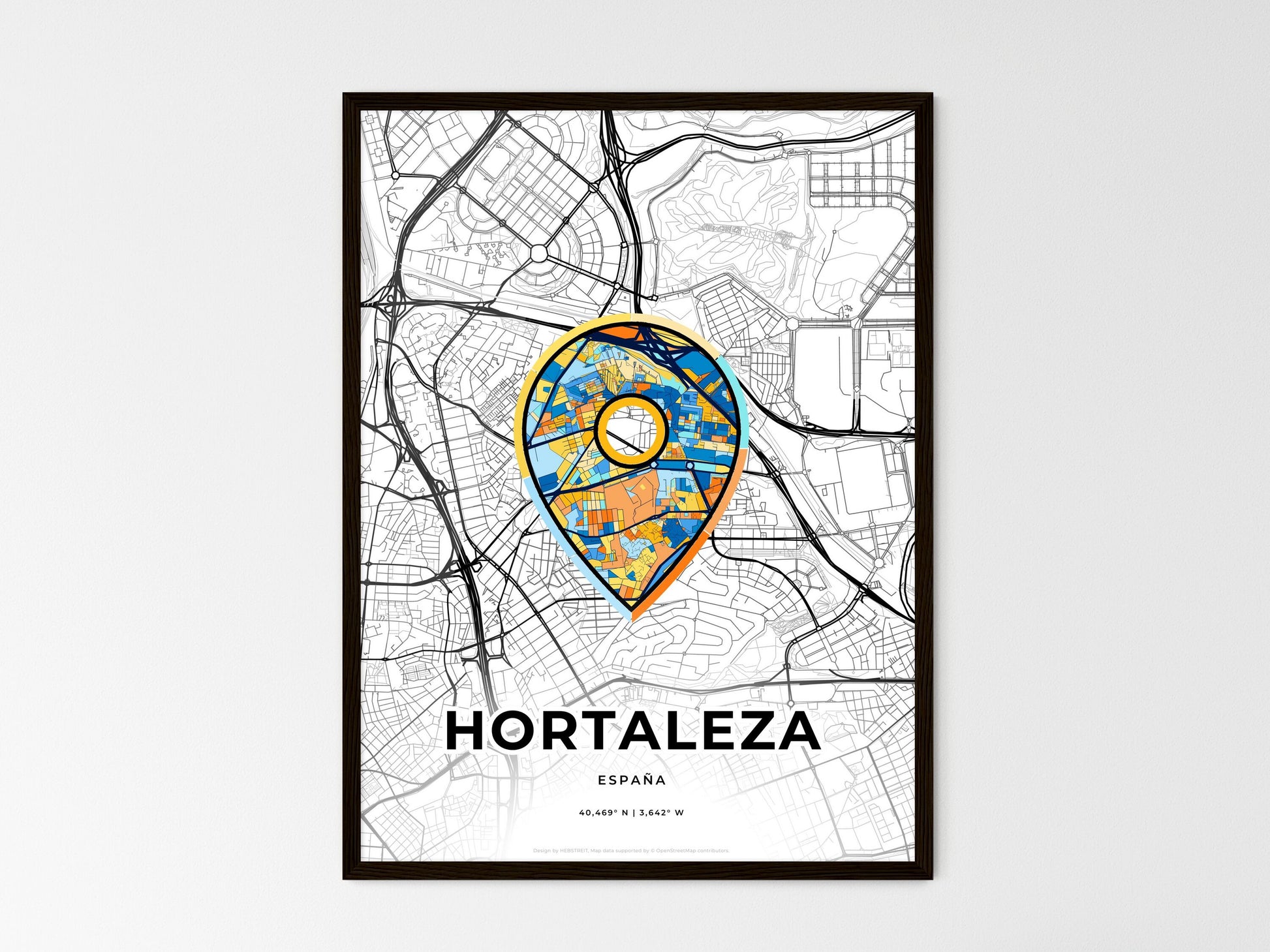 Hortaleza Spain wedding art map with pointer icon