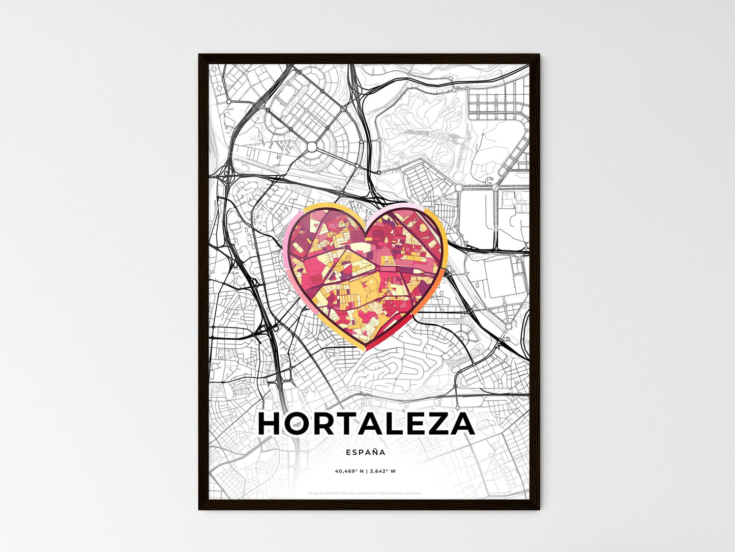 Hortaleza Spain wedding art map with heart icon