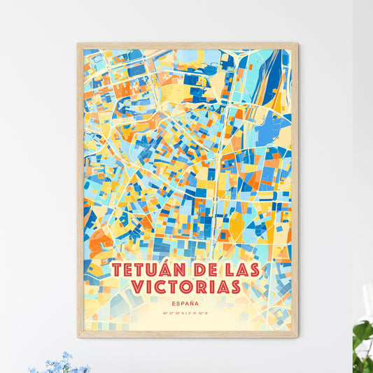 Colorful TETUÁN DE LAS VICTORIAS SPAIN Fine Art Map Blue Orange