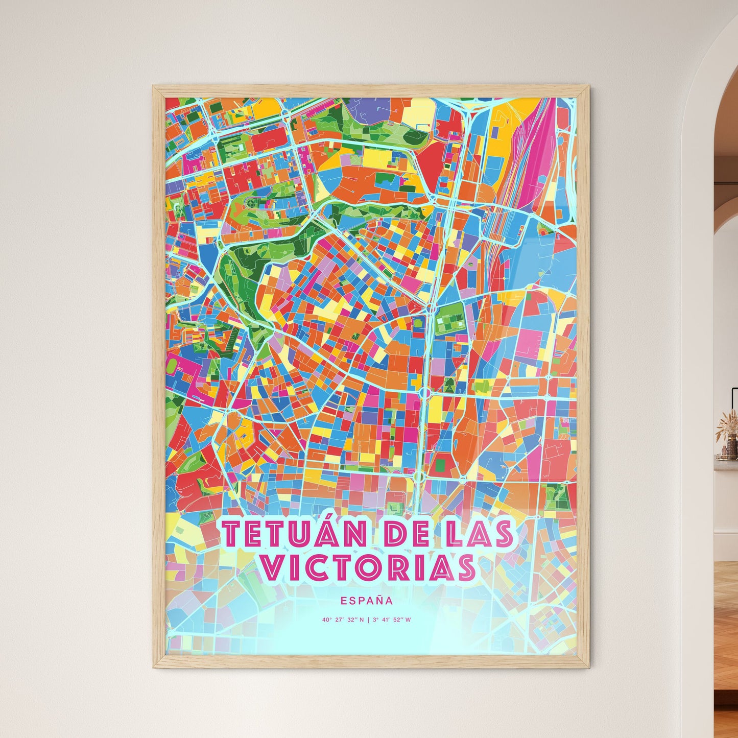 Colorful TETUÁN DE LAS VICTORIAS SPAIN Fine Art Map Crazy Colors
