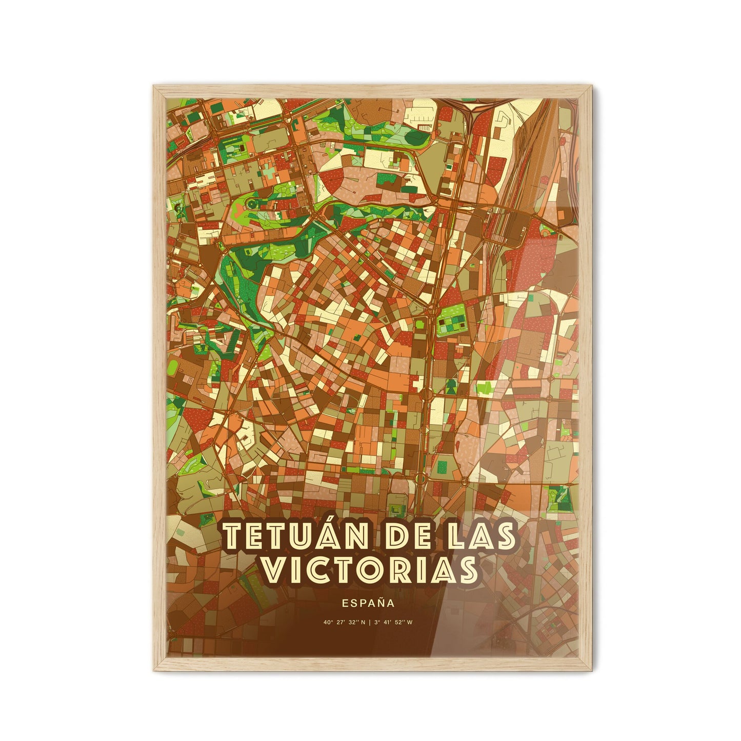 Colorful TETUÁN DE LAS VICTORIAS SPAIN Fine Art Map Farmhouse