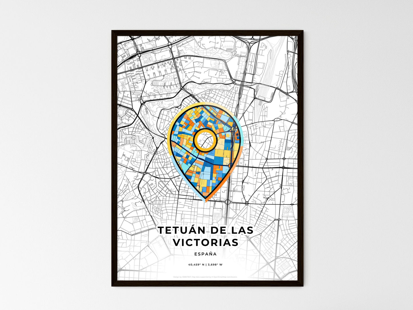 Tetuán De Las Victorias Spain wedding art map with pointer icon