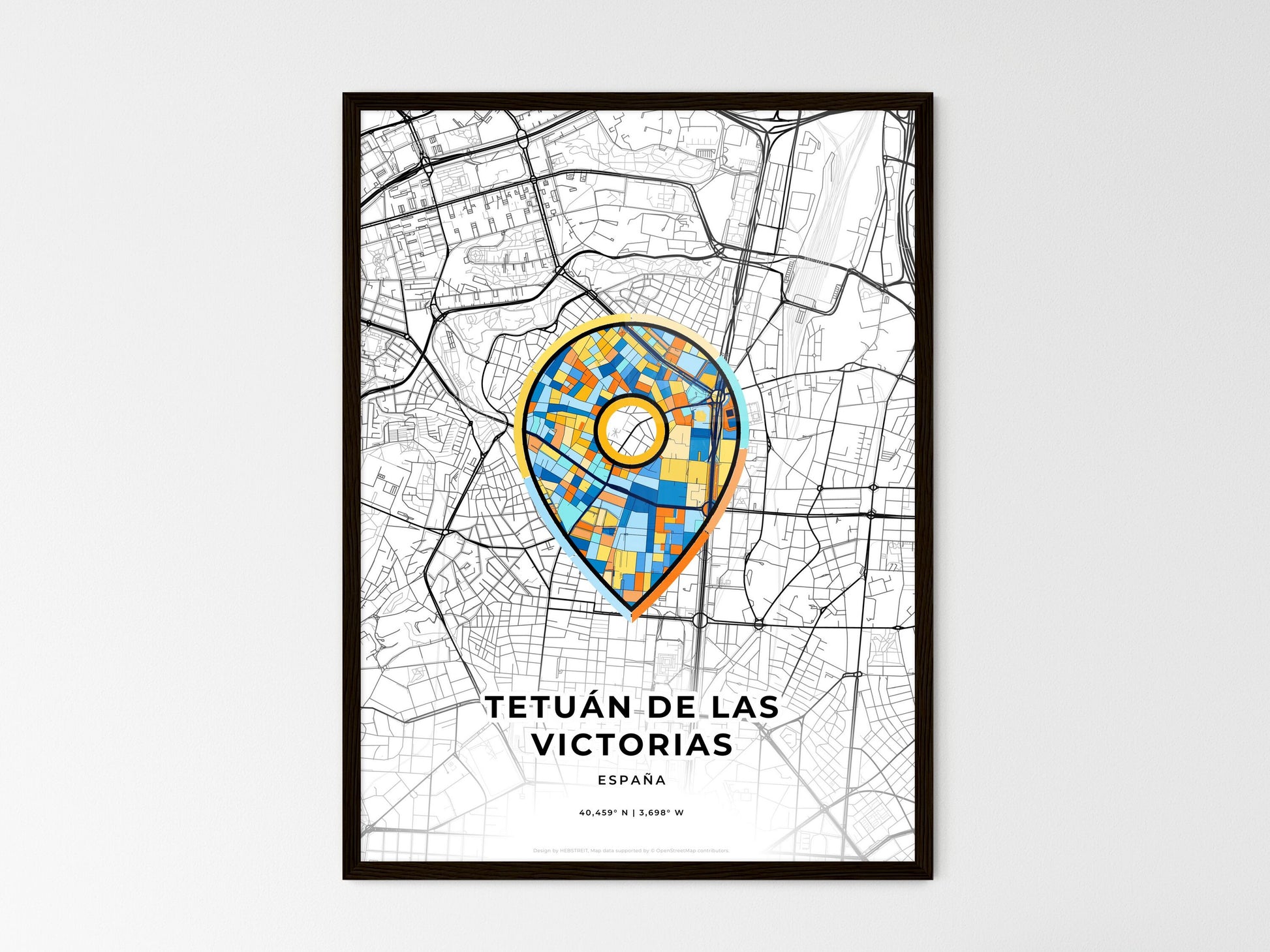 Tetuán De Las Victorias Spain wedding art map with pointer icon