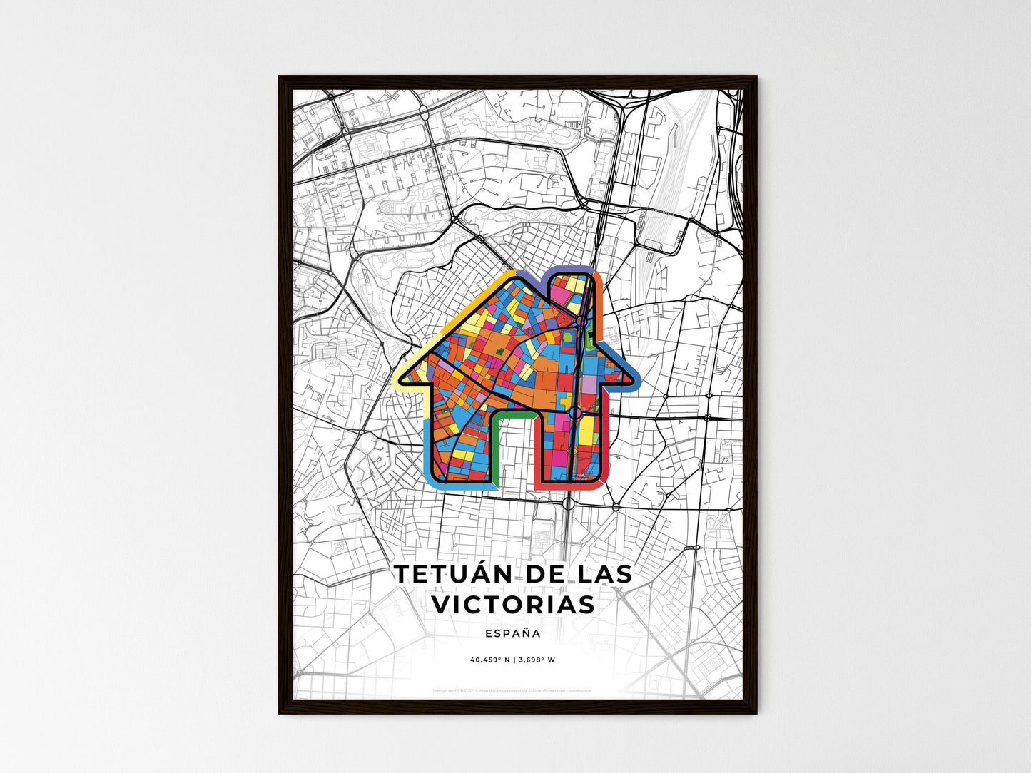 Tetuán De Las Victorias Spain wedding art map with home icon