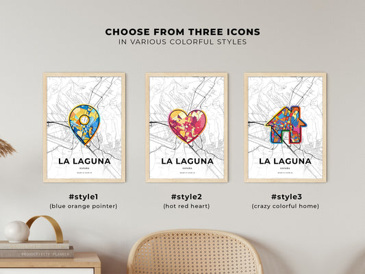 La Laguna Spain maps with colorful icons