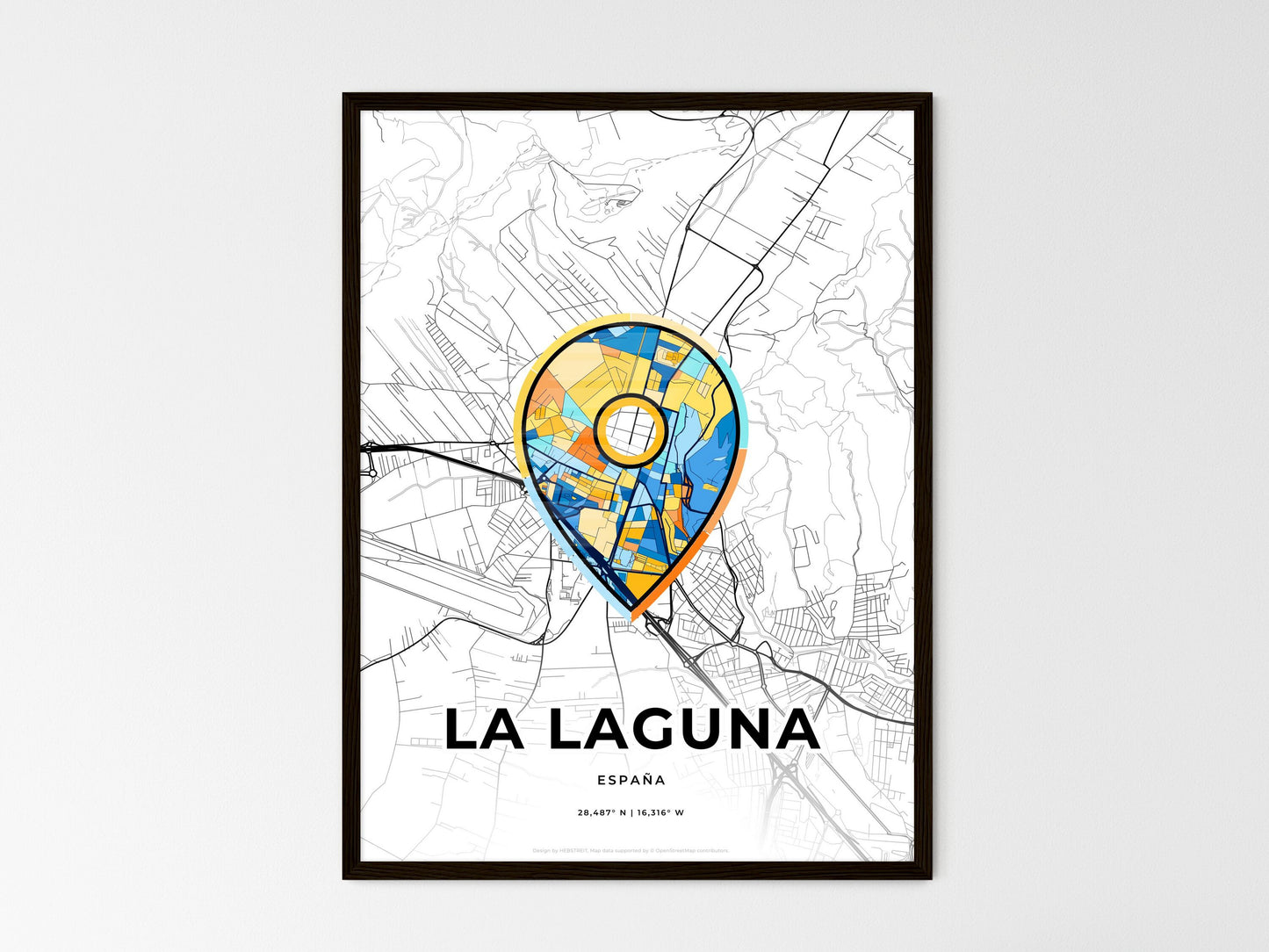 La Laguna Spain wedding art map with pointer icon
