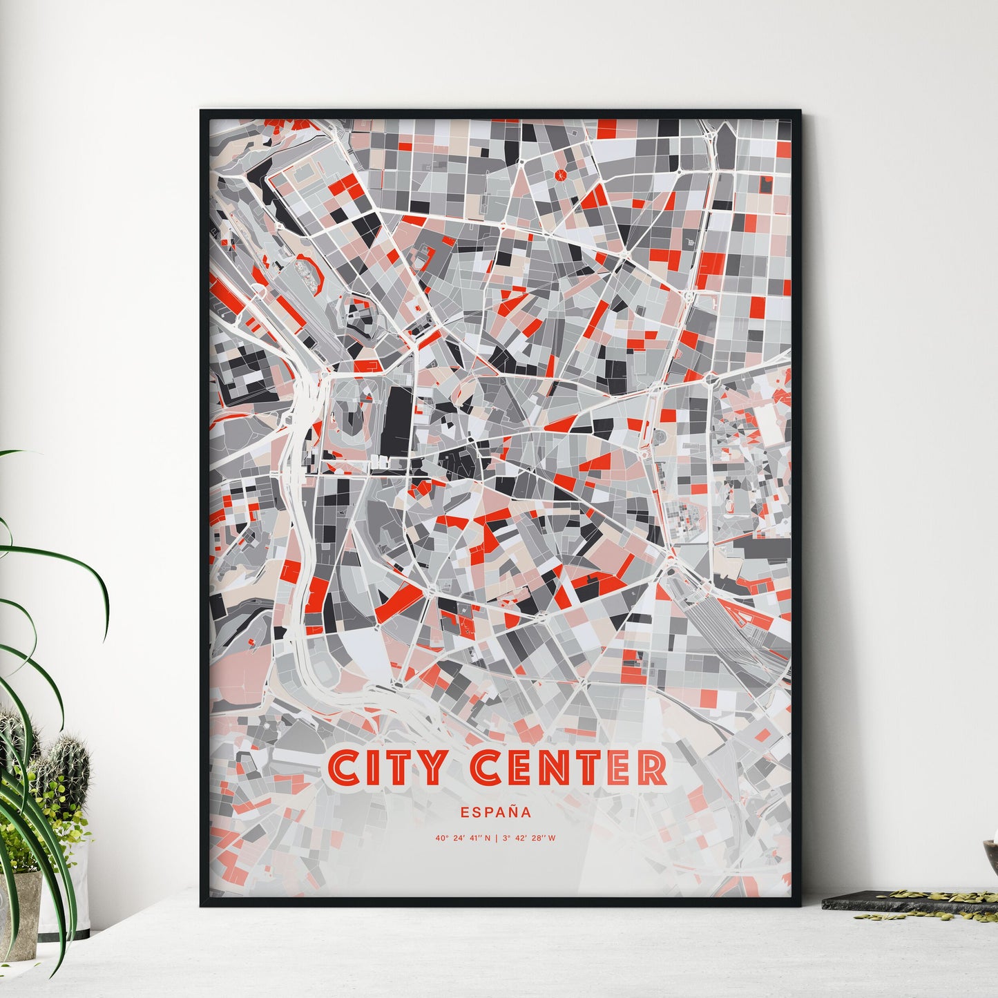 Colorful CITY CENTER SPAIN Fine Art Map Modern