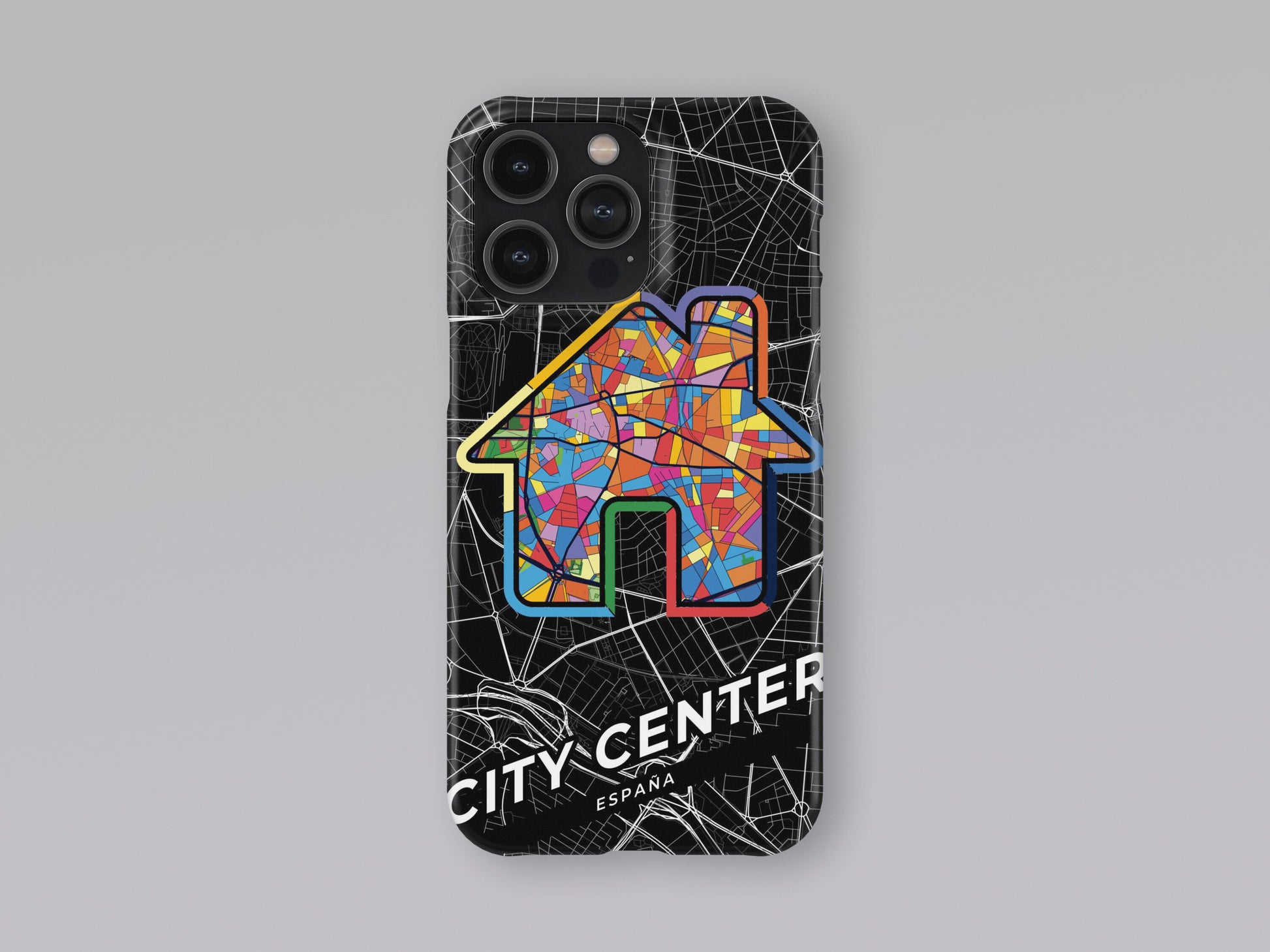 City Center Spain slim phone case with colorful icon. Birthday, wedding or housewarming gift. Couple match cases. 3