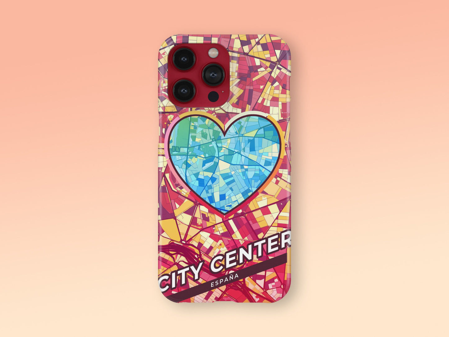 City Center Spain slim phone case with colorful icon. Birthday, wedding or housewarming gift. Couple match cases. 2