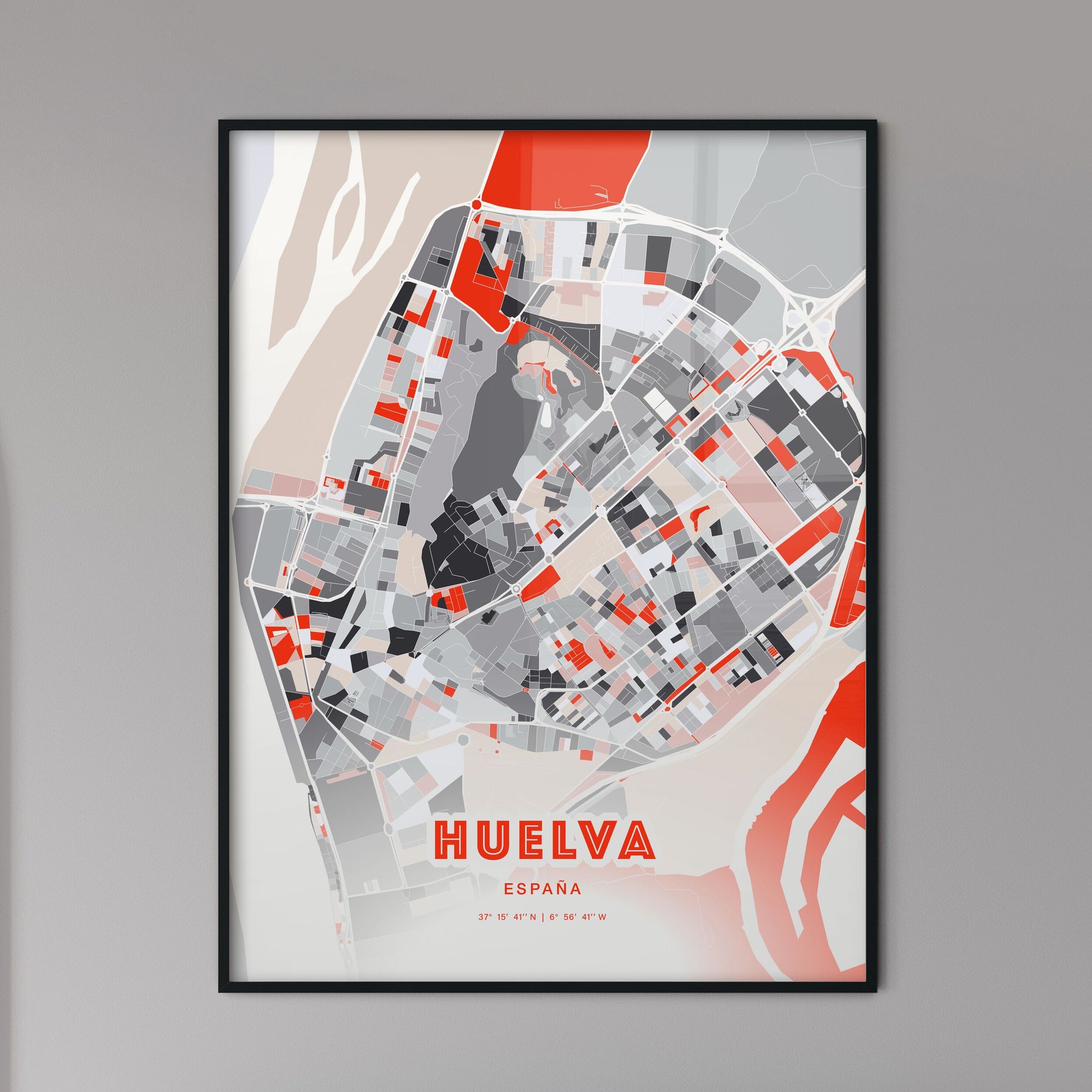 Colorful HUELVA SPAIN Fine Art Map Modern