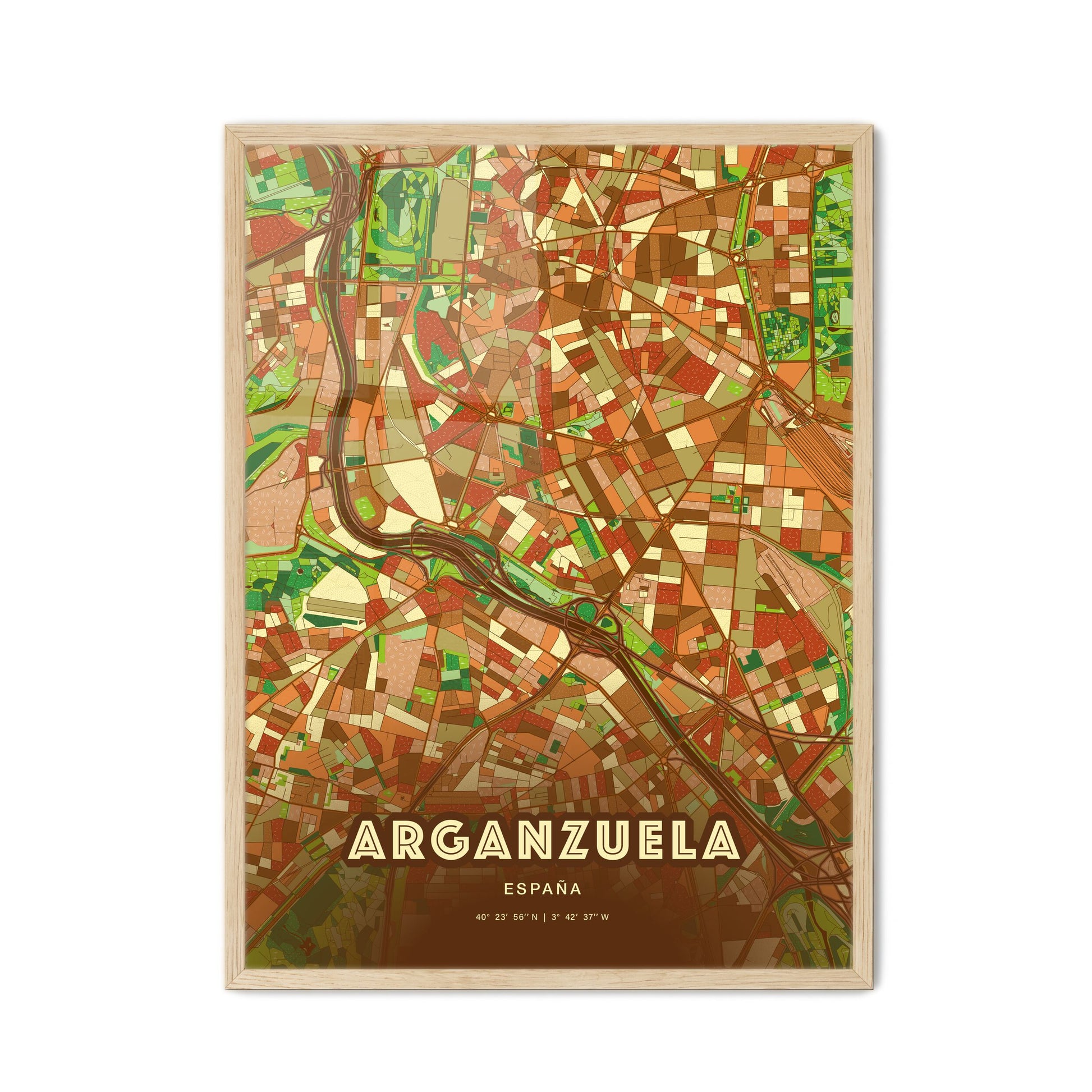 Colorful ARGANZUELA SPAIN Fine Art Map Farmhouse