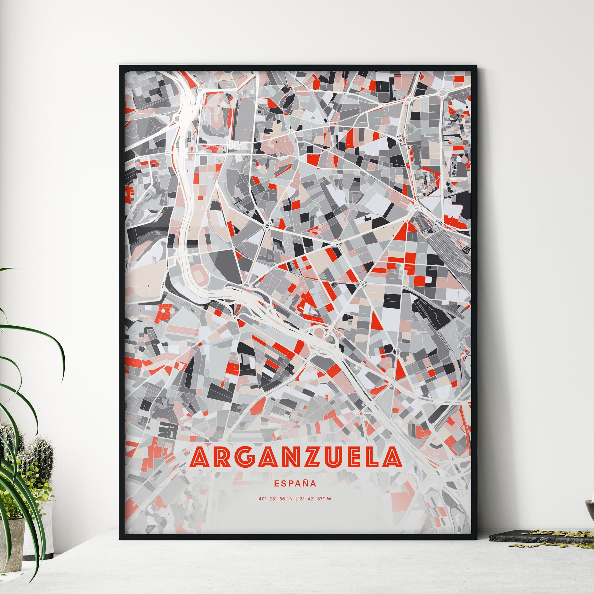 Colorful ARGANZUELA SPAIN Fine Art Map Modern