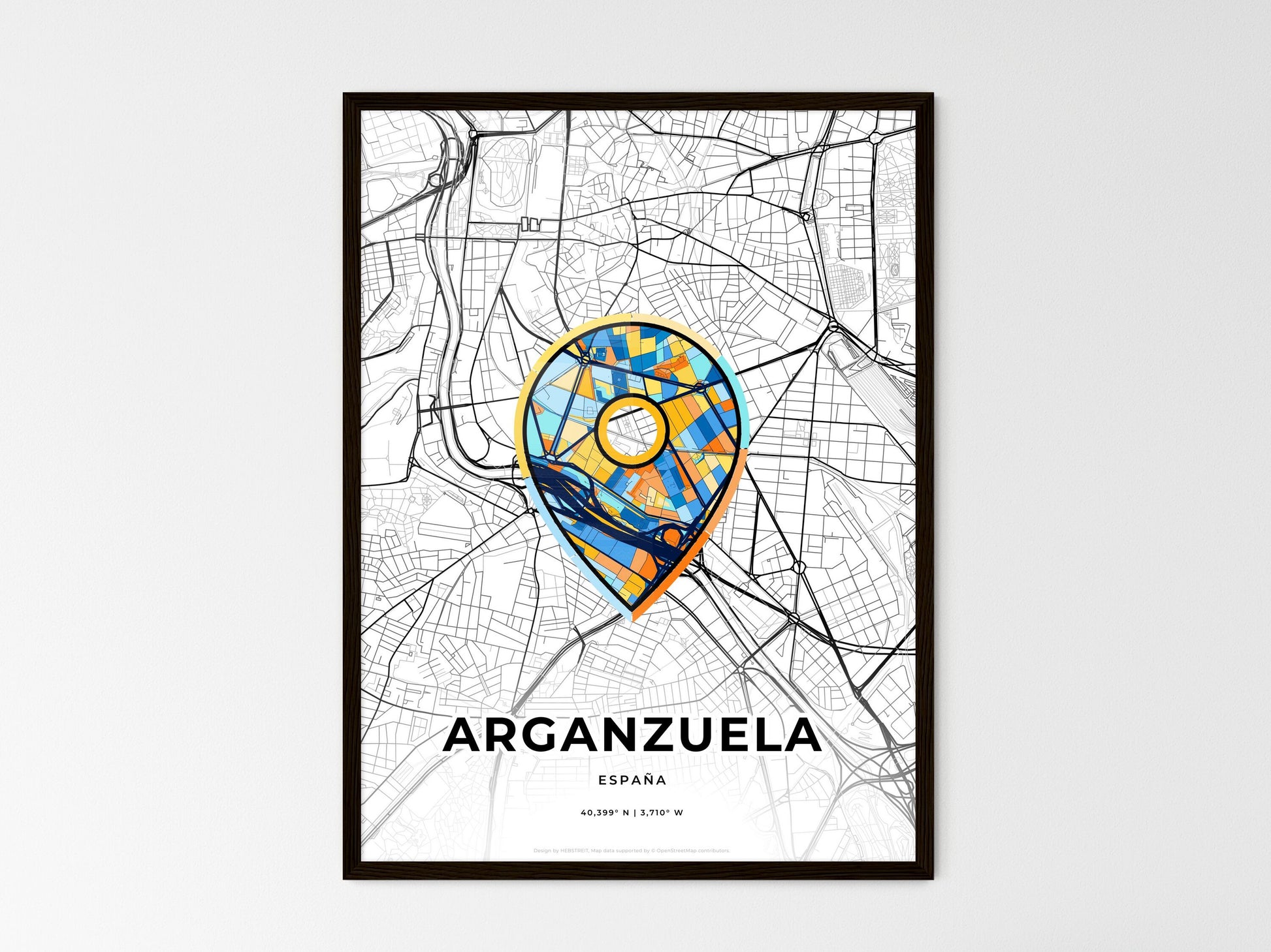 Arganzuela Spain wedding art map with pointer icon