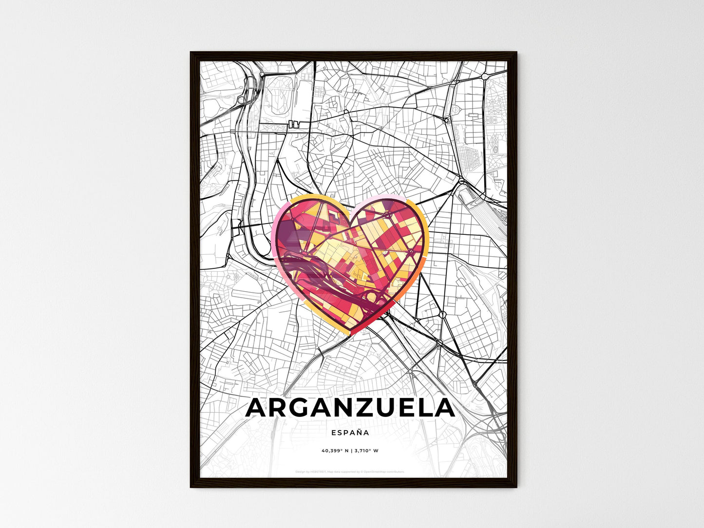 Arganzuela Spain wedding art map with heart icon